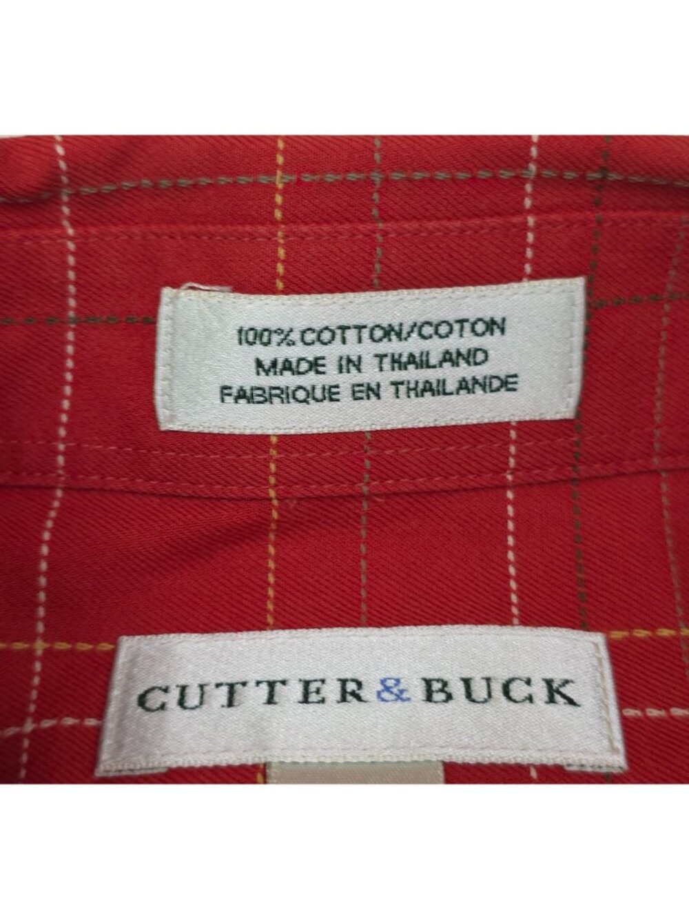 Cutter & Buck Mens Red Plaid Long Sleeve Button-Down Shirt Size Large 100% Cotto - Picture 5 of 8